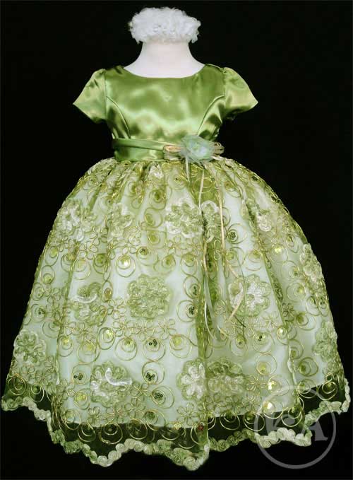 apple green flower girl dress